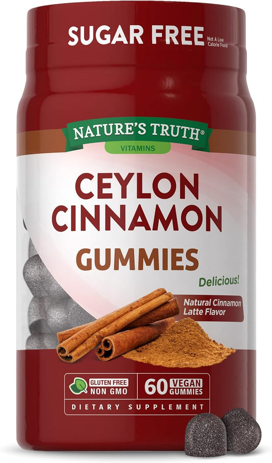 Ceylon Cinnamon Gummies 2000mg - 60 Count | Vegan, Non-GMO & Gluten Free - Sugar Free Supplement from Nature's Truth