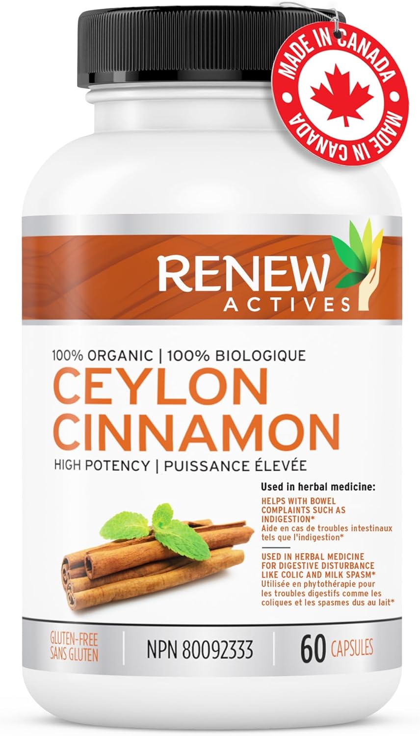 Ceylon Cinnamon Supplement Capsules for Digestive Health & Appetite Control - Herbal Remedy for Bloating - 60 Veg Capsules