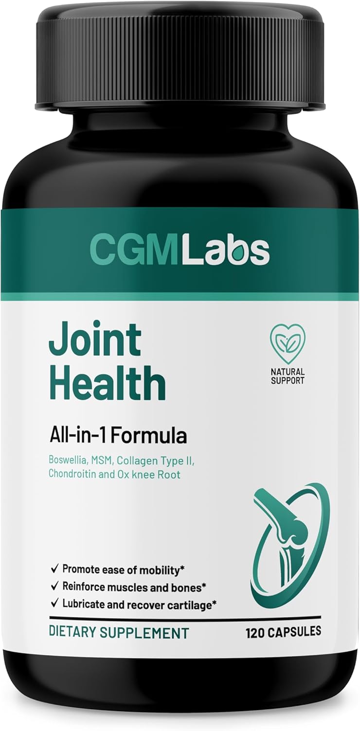 CGM Labs Joint Health Supplement with Turmeric, Boswellia, Chondroitin, Achyranthes Bidentata, MSM - 180 Softgels