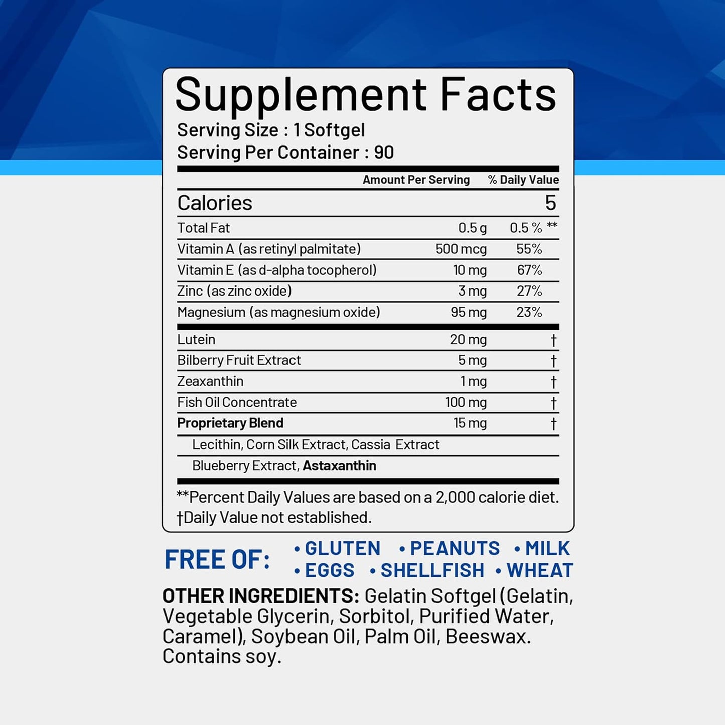 CGMLABS Vision Care Plus - Vision Support Supplement with Lutein, Zeaxanthin, Vitamin A, Bilberry - 90 Softgels