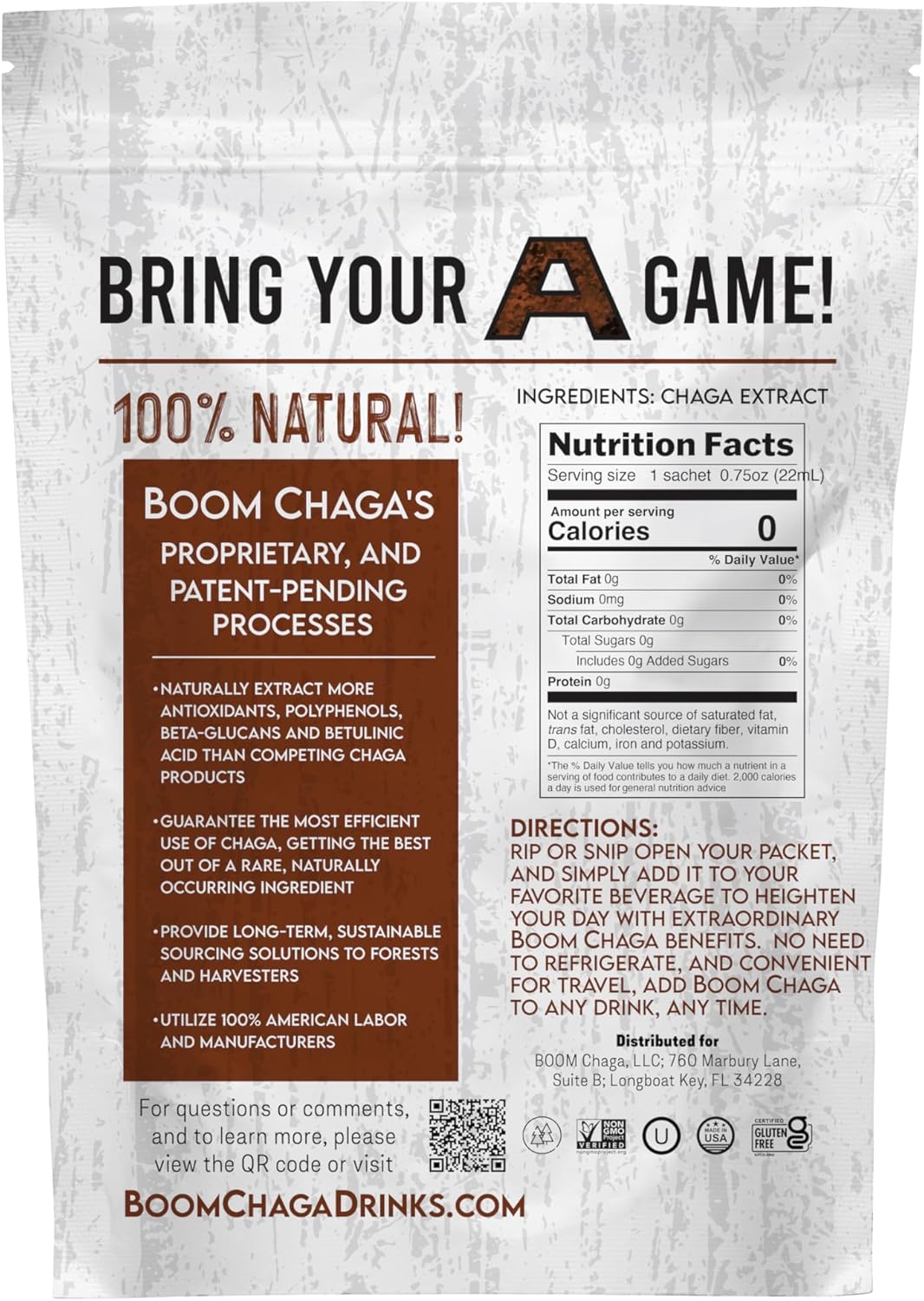 Chaga Mushroom Superdrink Concentrate, Antioxidants for Inflammation & Immunity, Heart Health Support, Oxalate-Free, 31 Packets