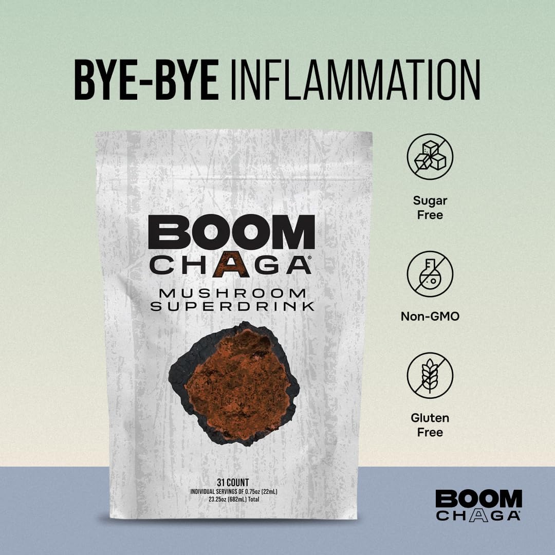 Chaga Mushroom Superdrink Concentrate, Antioxidants for Inflammation & Immunity, Heart Health Support, Oxalate-Free, 31 Packets