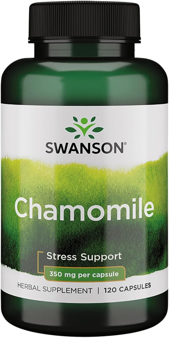 Chamomile Stress Support Capsules - Natural Herbal Supplement for Relaxation, Sleep, and Stress Relief - Made with German Chamomile Flower - 120 Capsules