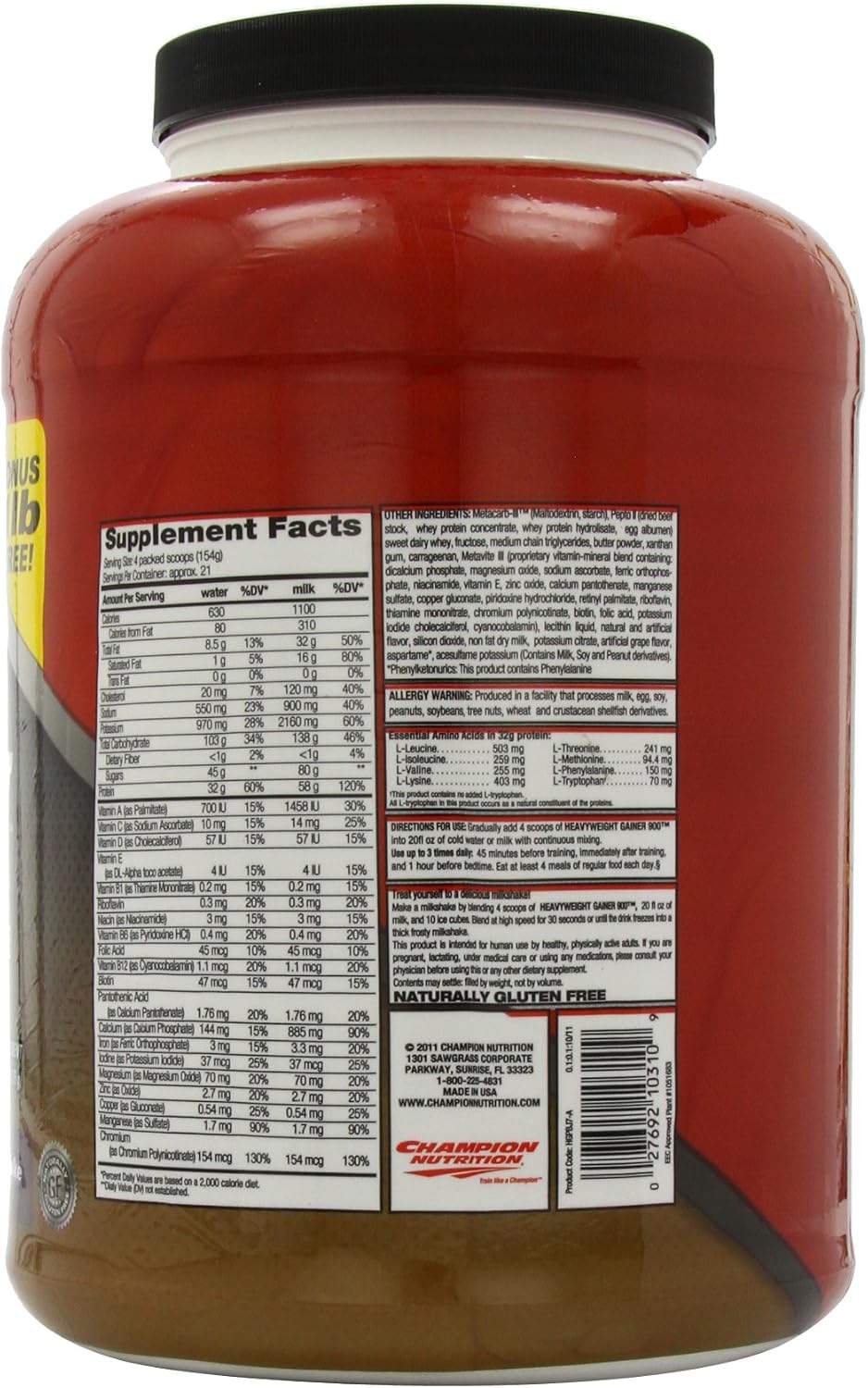 Champion Nutrition HV Gainer 900 Peanut Plus Jelly - 7.15 lb Weight Gain Supplement
