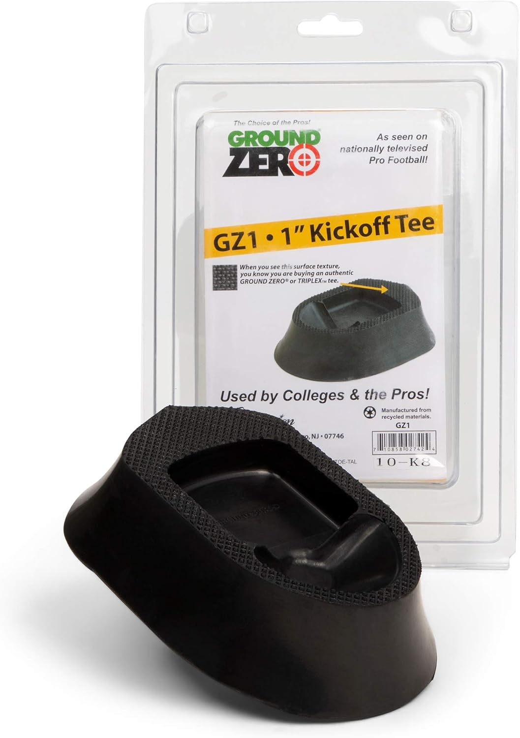 Champion Sports 1" Black Football Kicking Tee - Ball Holder for Kickoff Practice - Kicking Block for Adults, Kids, Coaches