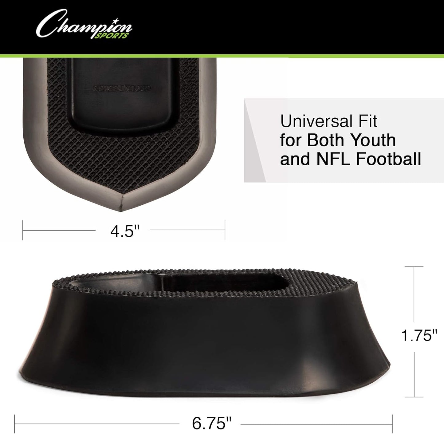Champion Sports 1" Black Football Kicking Tee - Ball Holder for Kickoff Practice - Kicking Block for Adults, Kids, Coaches