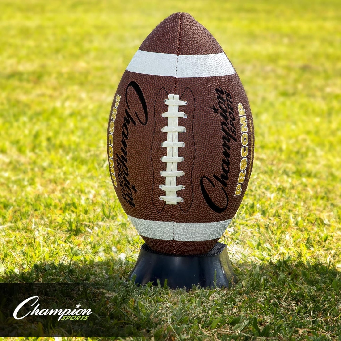 Champion Sports 1" Black Football Kicking Tee - Ball Holder for Kickoff Practice - Kicking Block for Adults, Kids, Coaches