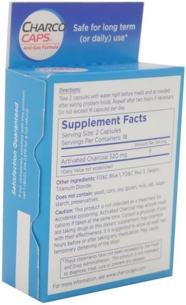 Charcocaps 260 mg Capsules - 72 ea Total - Double Pack