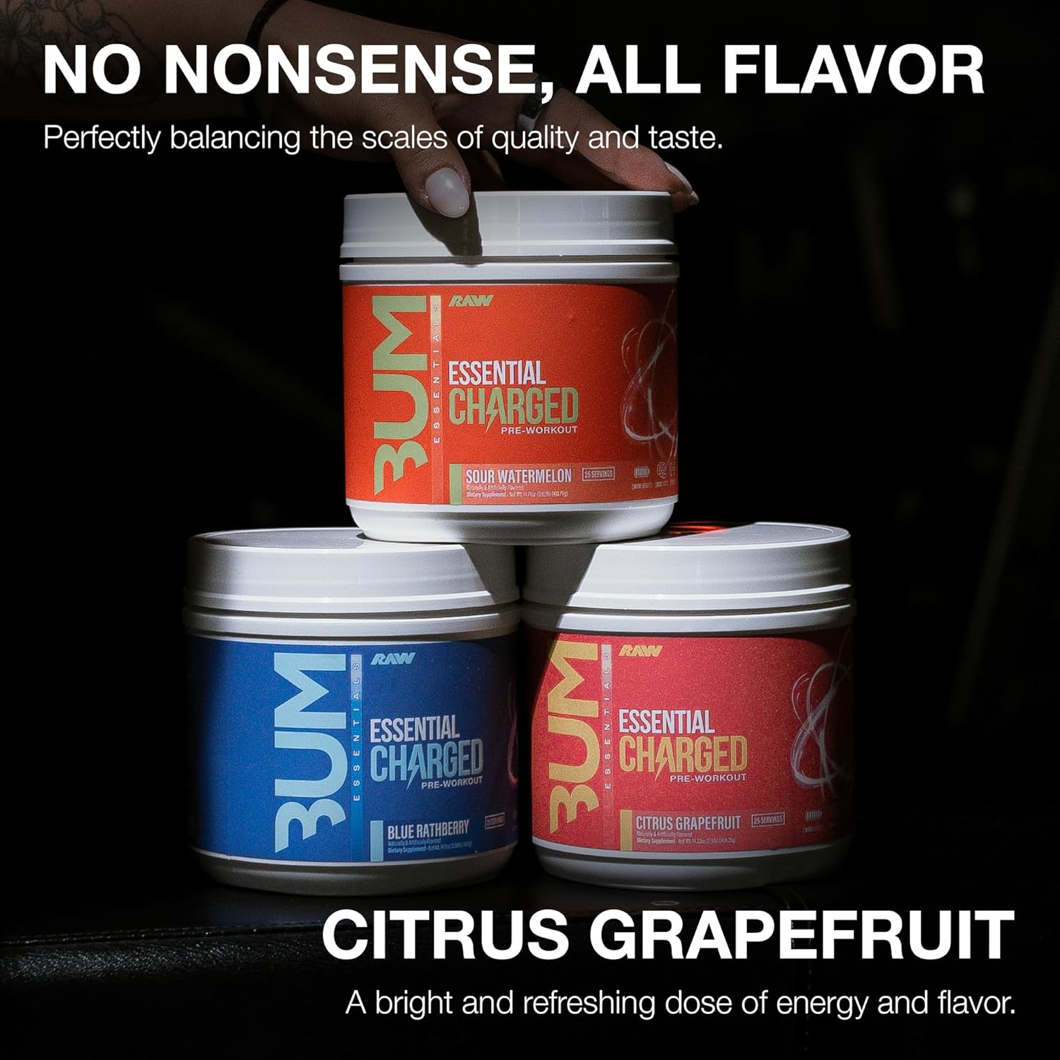 CHARGED Citrus Grapefruit Pre-Workout Powder - Boosts Focus, Mood, Performance - Caffeine, Alpha-GPC, L-Citrulline, Beta Alanine - 25 Servings