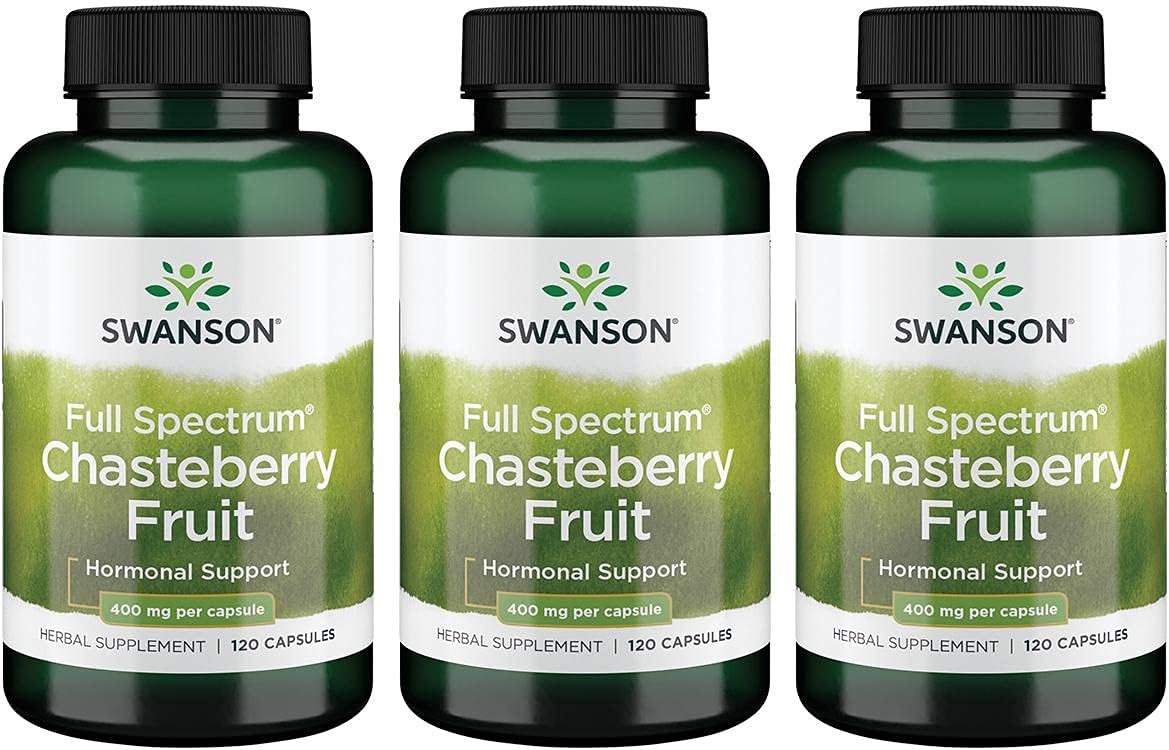Chasteberry Fruit Supplement for Women's Health - Menopause & Menstrual Support - Promotes Balance & Healthy Skin - 120 Capsules, 400mg - Pack of 3