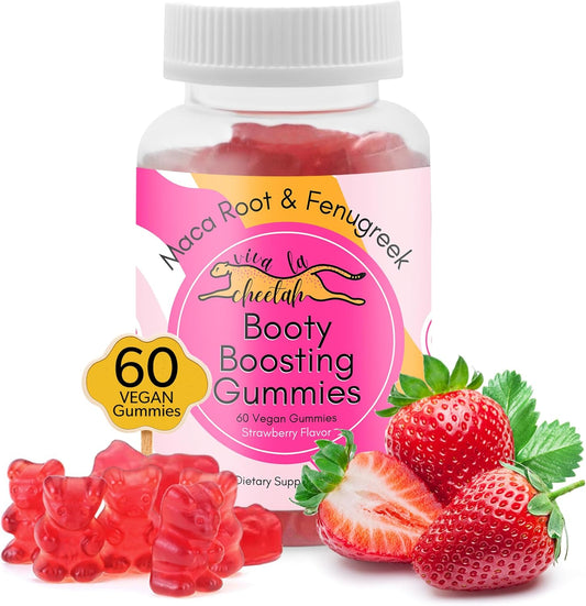 Cheetah Booty Enhancing Gummy: Natural Glute Boost Vitamins for Curvy Shape & Max Gains, 60 Vegan Gummies