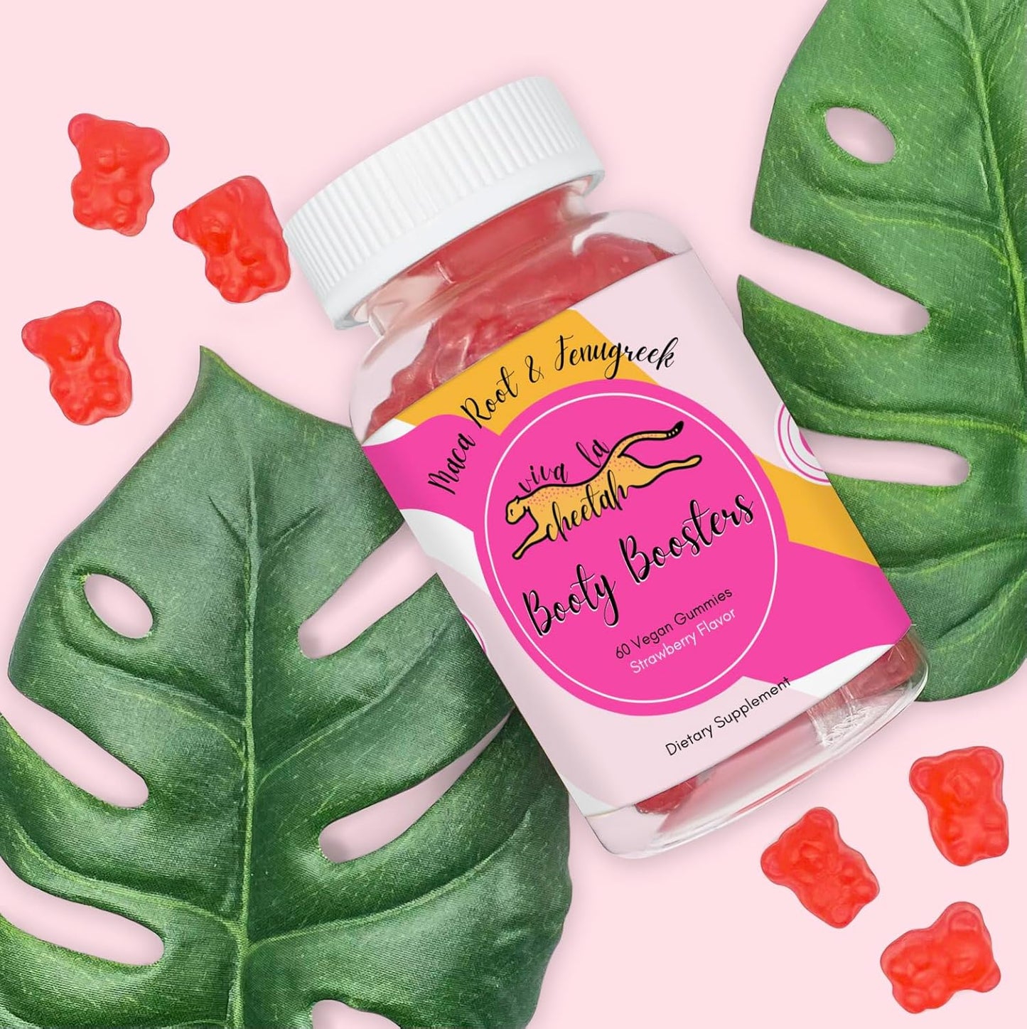 Cheetah Booty Enhancing Gummy: Natural Glute Boost Vitamins for Curvy Shape & Max Gains, 60 Vegan Gummies