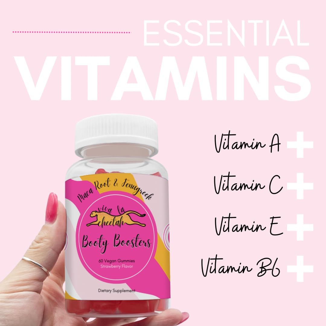 Cheetah Booty Enhancing Gummy: Natural Glute Boost Vitamins for Curvy Shape & Max Gains, 60 Vegan Gummies