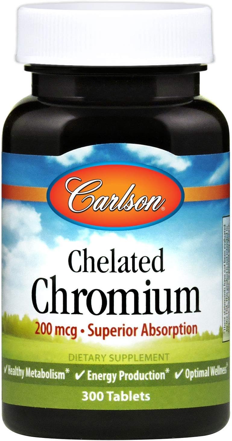Chelated Chromium 200 mcg Tablets for Healthy Metabolism & Energy Production - Superior Absorption Formula - 300 Count