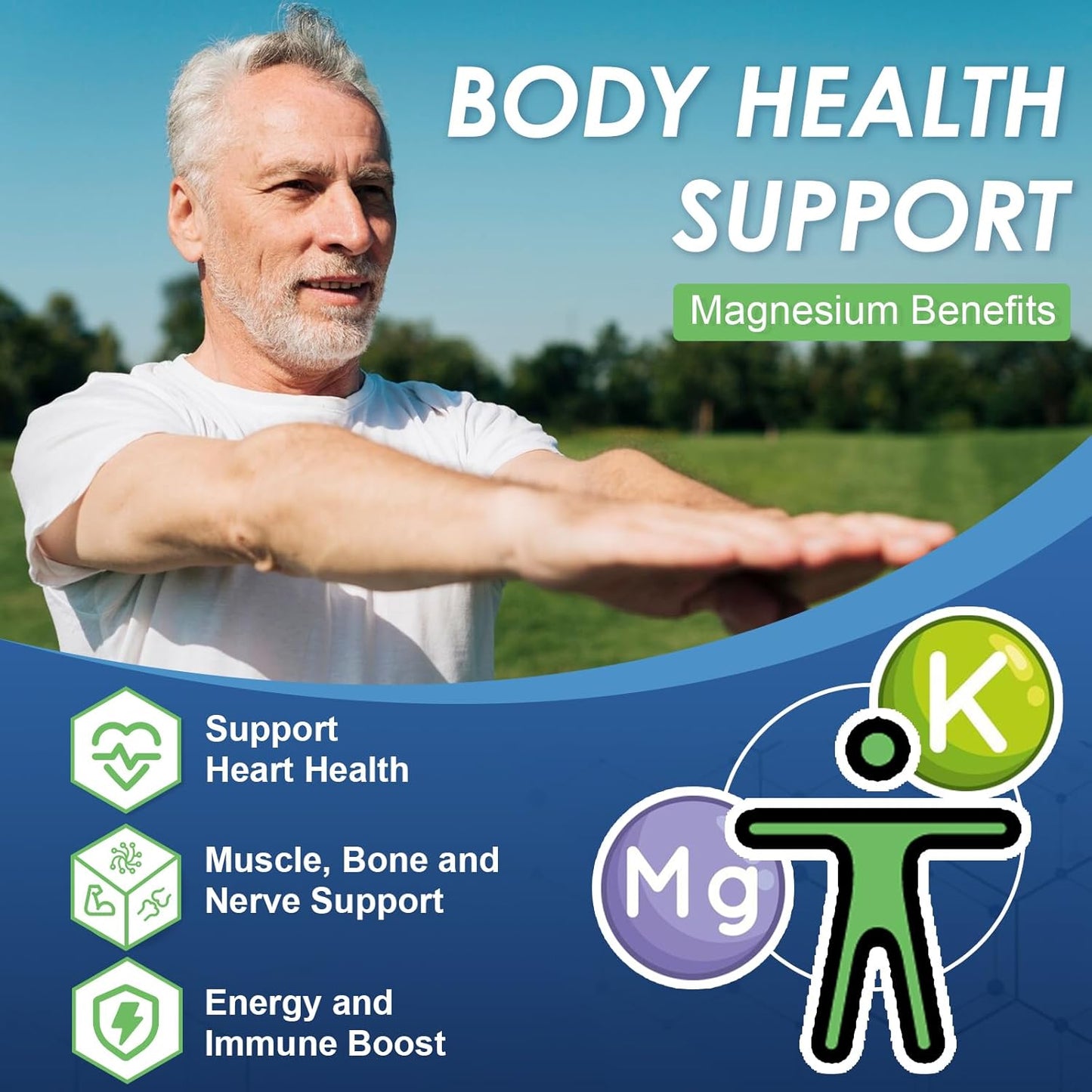 Chelated Magnesium 500mg with Zinc & Vitamin D3 - Supports Muscle, Nerve, Bone Health - Heart & Immune System - 120 Capsules