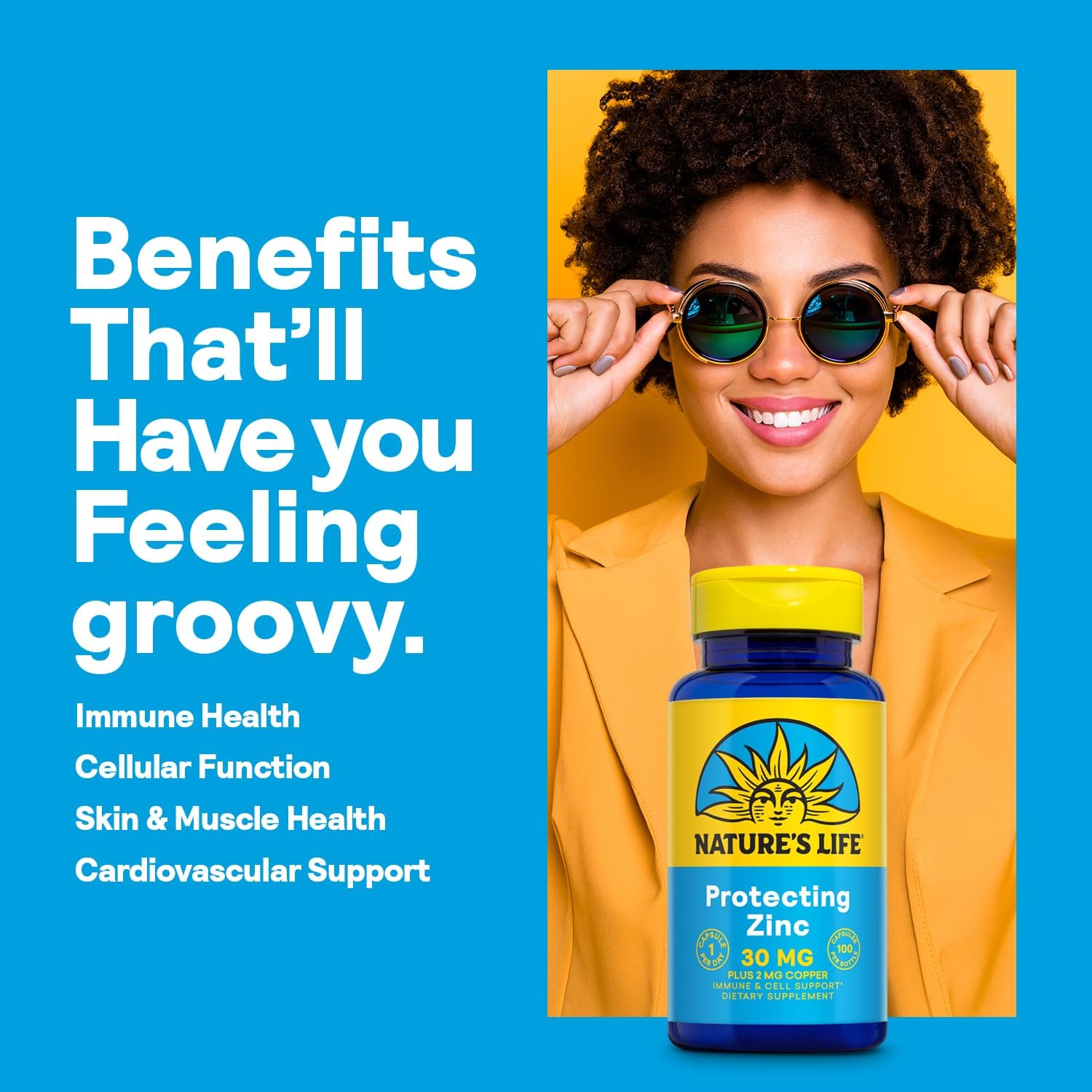 Chelated Zinc Picolinate Supplement with Copper for Immune, Cardiovascular, Skin, and Muscle Support - 100 Capsules, 60-Day Guarantee