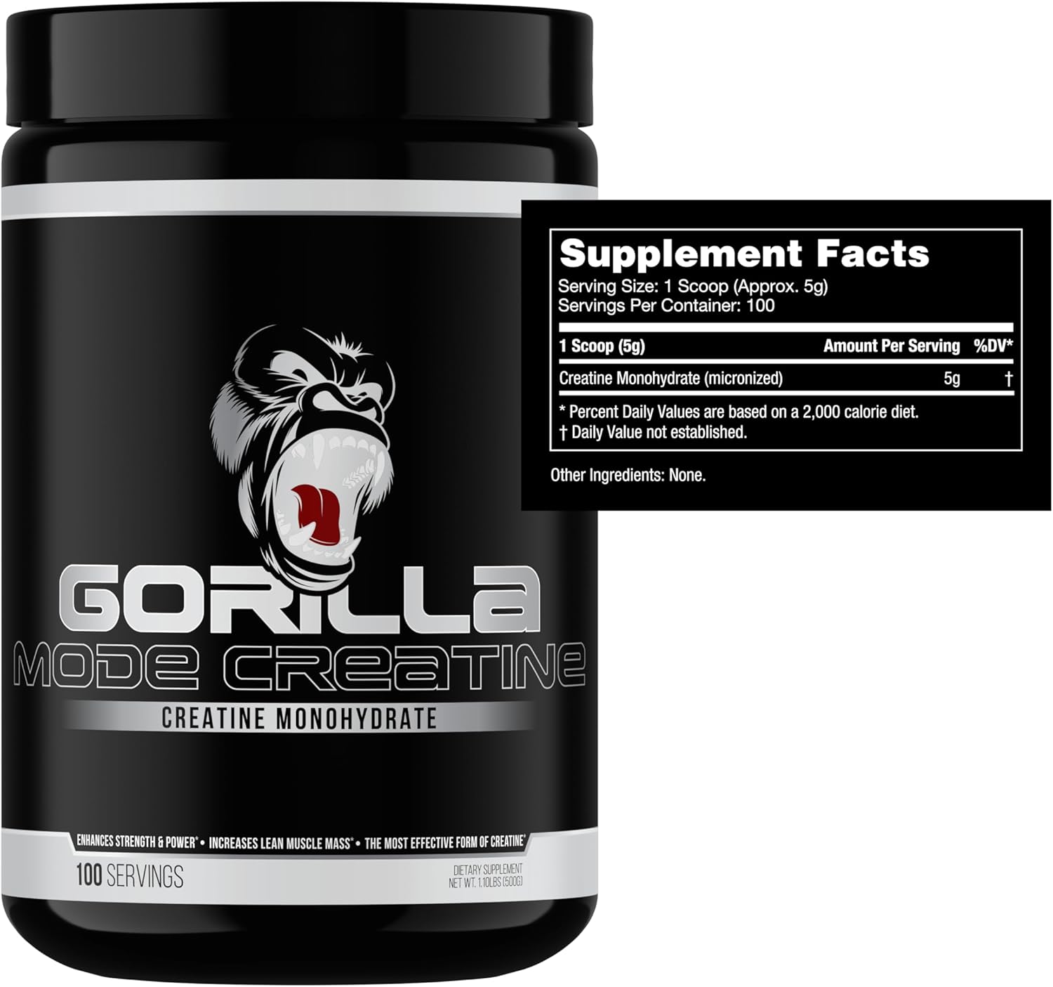 Cherry Flavored Gorilla Mind Pre Workout + Creatine Stack - Enhance Strength, Power, and Muscle Growth (100 Servings)