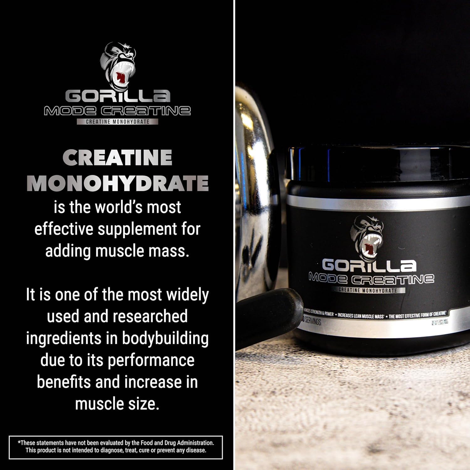 Cherry Flavored Gorilla Mind Pre Workout + Creatine Stack - Enhance Strength, Power, and Muscle Growth (100 Servings)