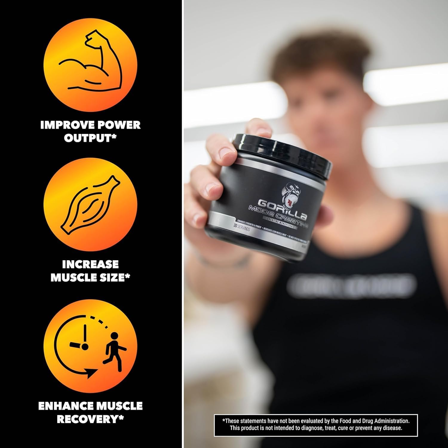 Cherry Flavored Gorilla Mind Pre Workout + Creatine Stack - Enhance Strength, Power, and Muscle Growth (100 Servings)