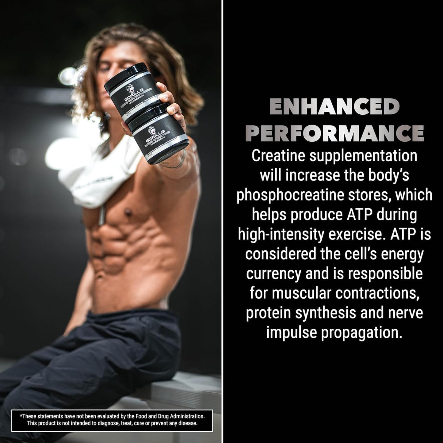 Cherry Flavored Gorilla Mind Pre Workout + Creatine Stack - Enhance Strength, Power, and Muscle Growth (100 Servings)