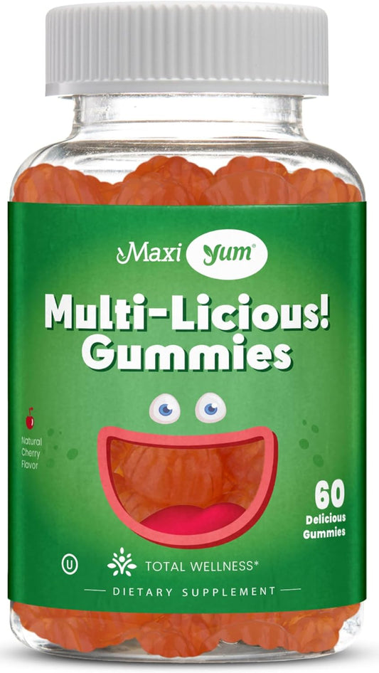 Cherry Flavored Maxi Health Multivitamin Gummies for Women, Men, and Kids - 60 Daily Multivitamins - Adults & Children's Vitamins