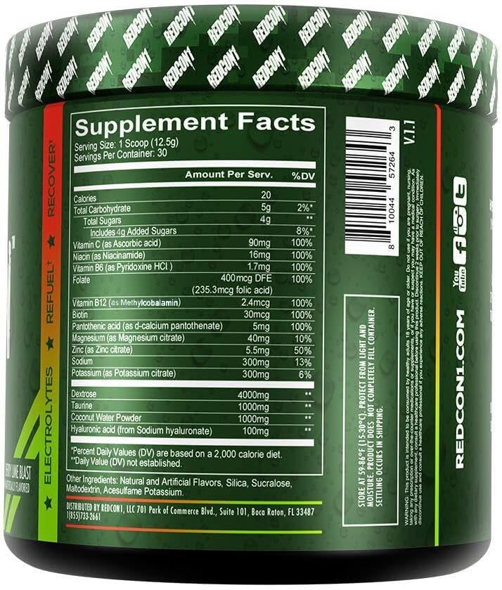 Cherry Lime Blast Electrolyte Drink Powder with B Vitamins and Minerals for Recovery - Hydration and Recovery Drink with Coconut Water Powder and Hyaluronic Acid (30 Servings)