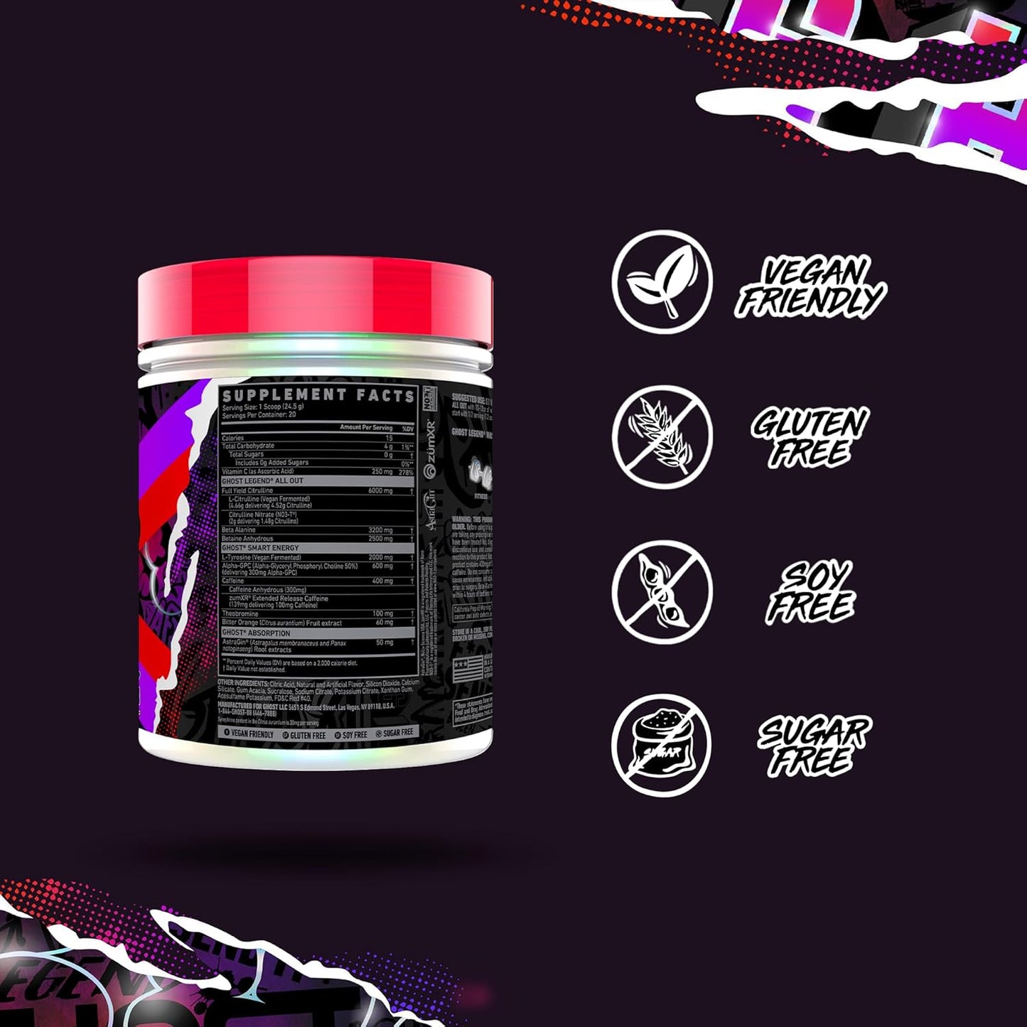 Cherry Limeade Pre-Workout Powder with Caffeine & L-Citrulline - 20 Servings for Energy & Pumps - Sugar Free Supplement for Men & Women