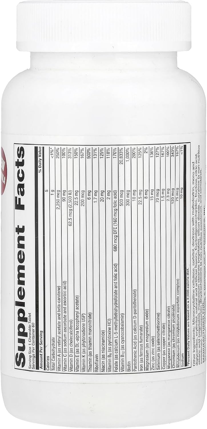 Chewable Bariatric Advantage High ADEK with Iron - High Potency Vitamins for Bariatric Patients - Tropical Fruit Flavor - 60 Tablets