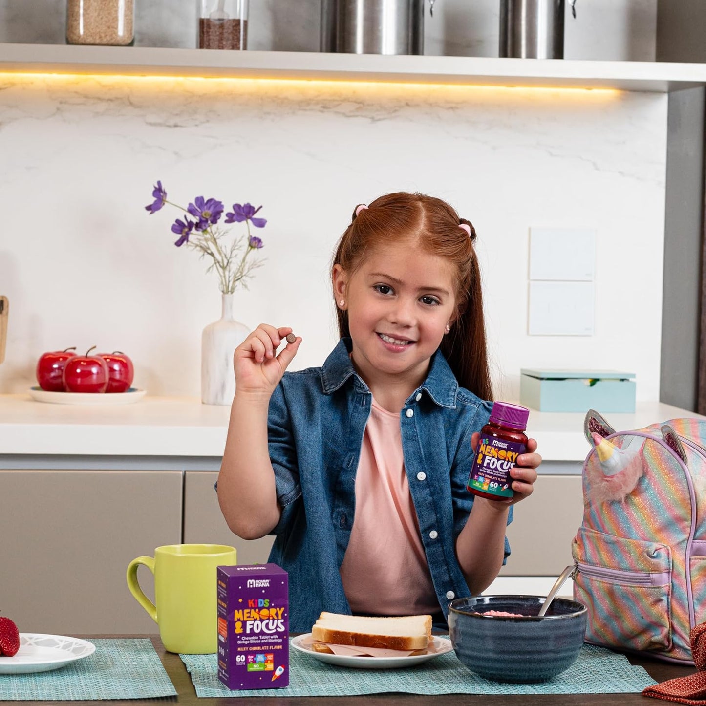 Chewable Chocolate Kids Multivitamin with Probiotic, Vitamin C, Ginkgo Nut, Colostrum, Moringa - Immune Support & Cognitive Health for Kids