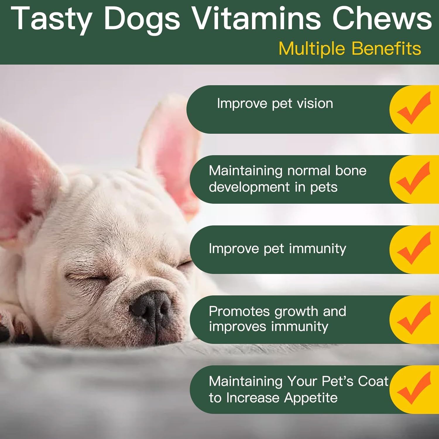 Chewable Dog Multivitamin with Glucosamine Chondroitin for Skin, Coat, Heart & Joint Health - Puppy Treats for Immunity & Energy