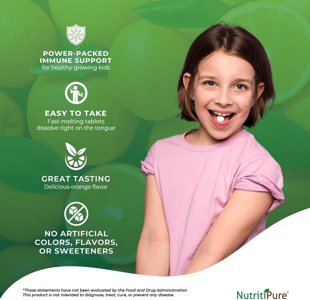 Chewable Kids Vitamin D3 with Zinc and Vitamin C - Orange Flavor - 90/Bottle