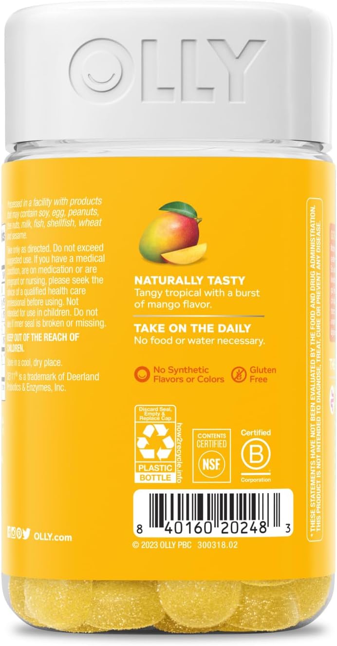 Chewable Mango Probiotic Gummy Supplement with 1 Billion CFUs for Immune and Digestive Support, 80 Count