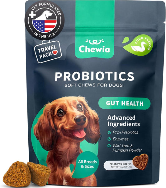 Chewable Probiotic Supplements for Dogs - Boost Gut Health, Immunity, Skin Health - Dog Probiotics with Digestive Enzymes - 180 Chews