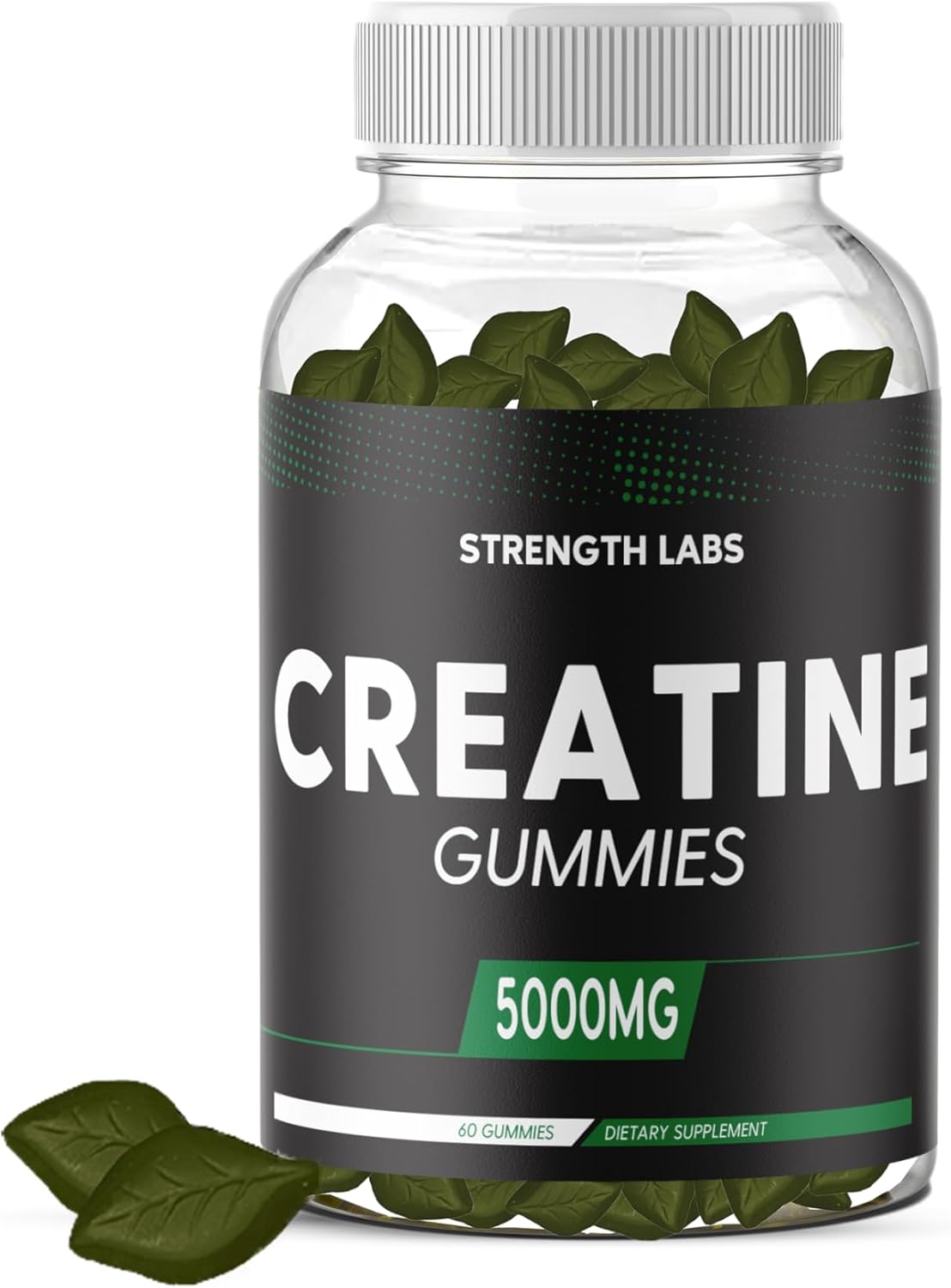 Chewable Sugar-Free Creatine Monohydrate Gummies for Men & Women - 5g with L-Theanine & Vitamin B12 for Muscle Growth and Strength - Bodybuilding Supplement