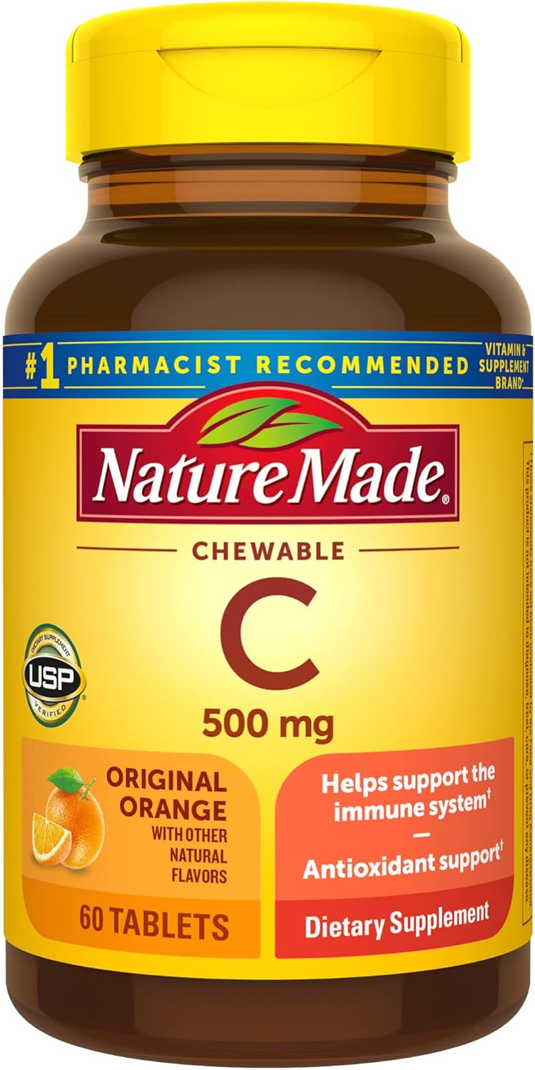 Chewable Vitamin C 500mg Tablets for Immune Support - 60 Day Supply
