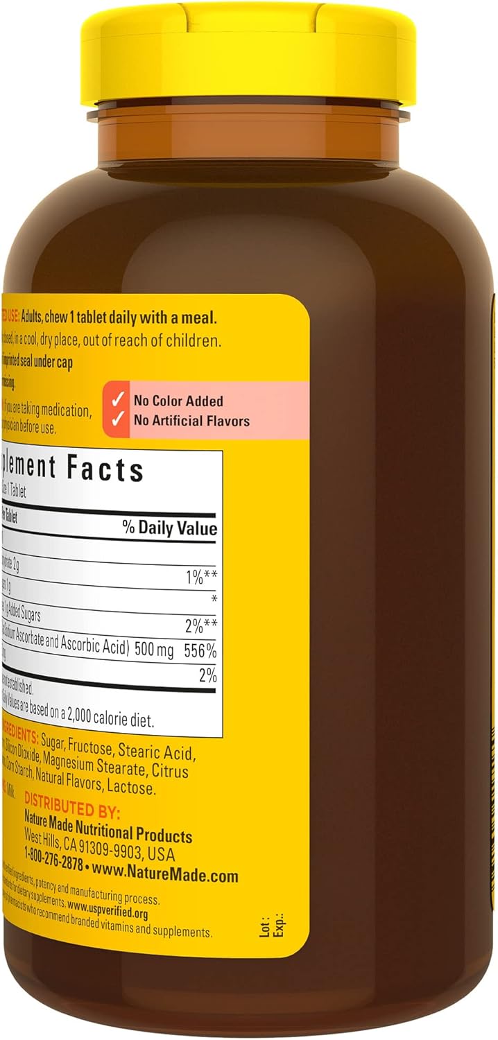 Chewable Vitamin C 500mg Tablets for Immune Support - 150 Day Supply