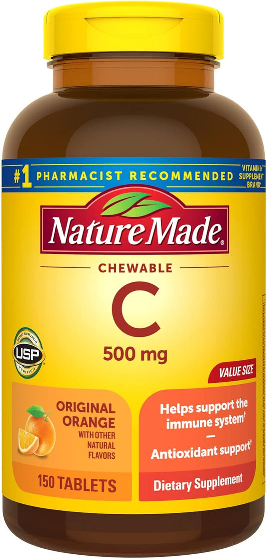 Chewable Vitamin C 500mg Tablets for Immune Support - 150 Day Supply