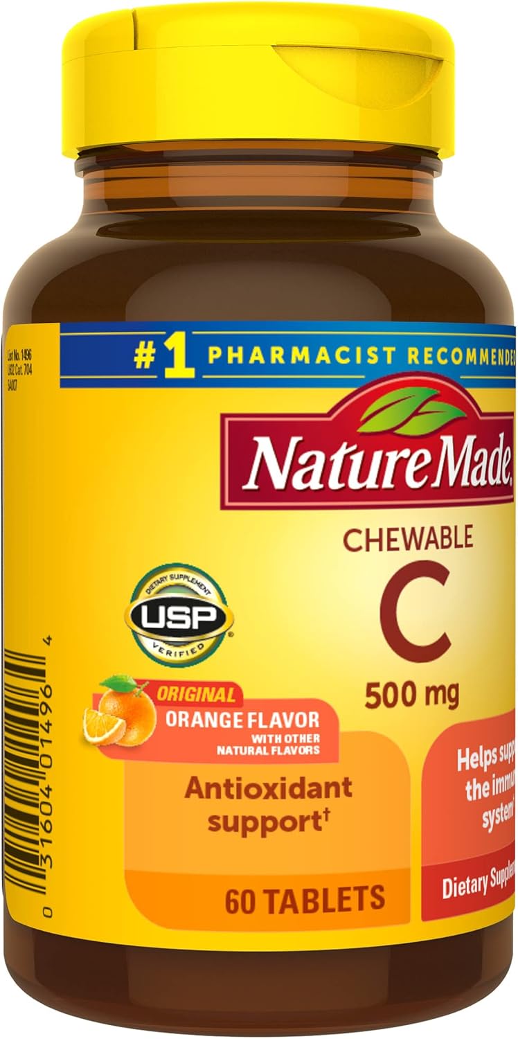 Chewable Vitamin C 500mg Tablets for Immune Support - 60 Day Supply