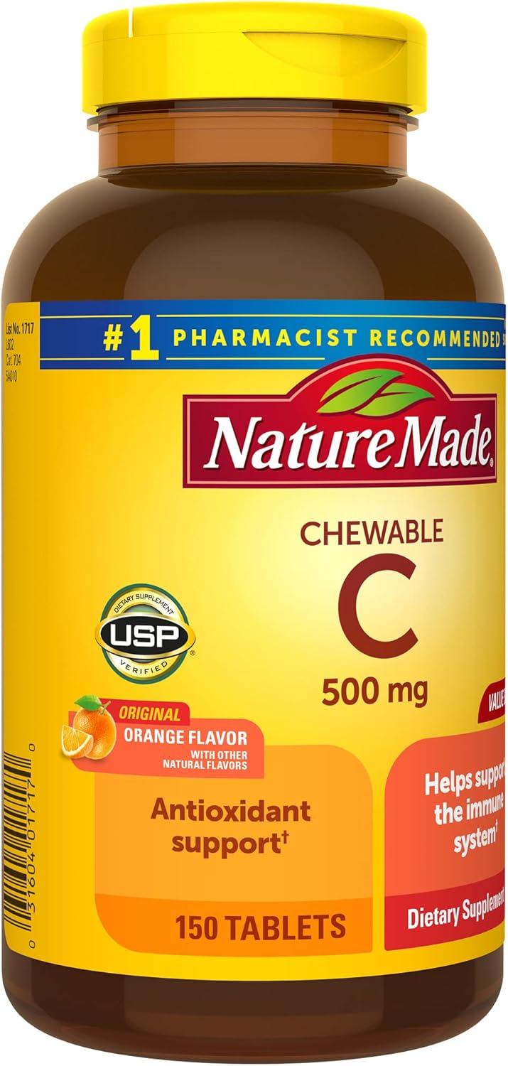 Chewable Vitamin C 500mg Tablets for Immune Support - 150 Day Supply