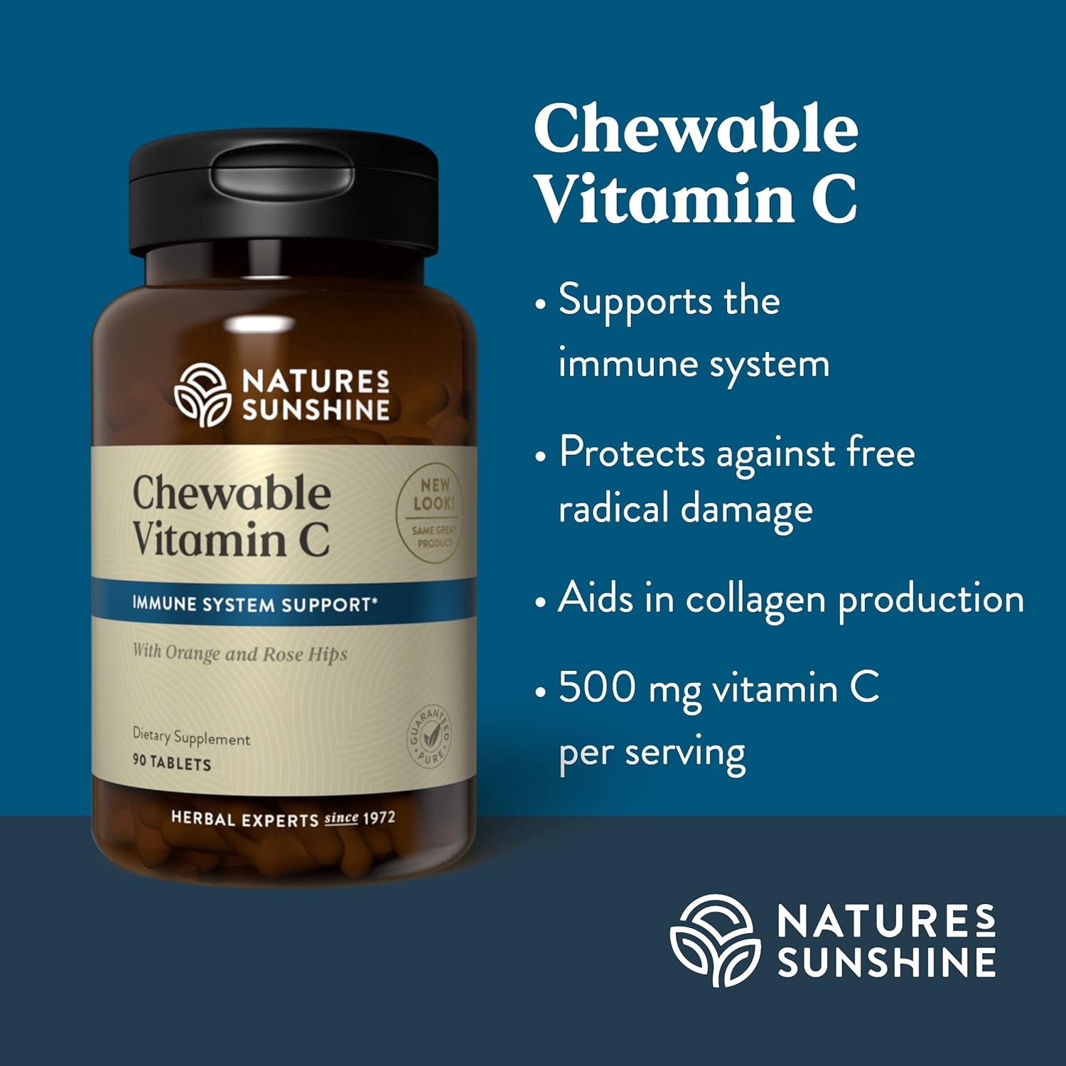 Chewable Vitamin C Tablets - 90 Count - 250mg - Nature's Sunshine