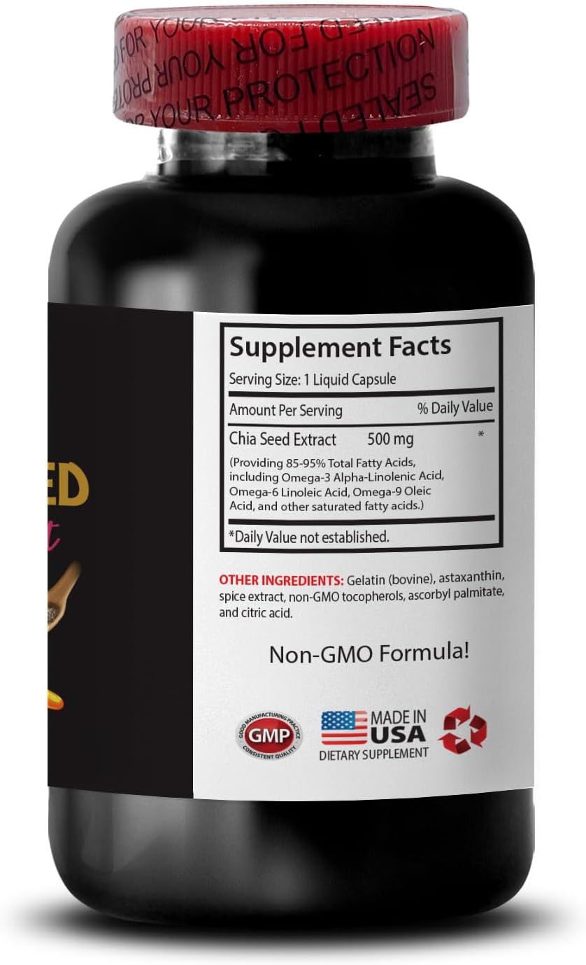 Chia Seed Oil Extract - Hydrating Hair and Body Oil for Natural Shine and Glossy Finish - 3 Bottles 180 Capsules