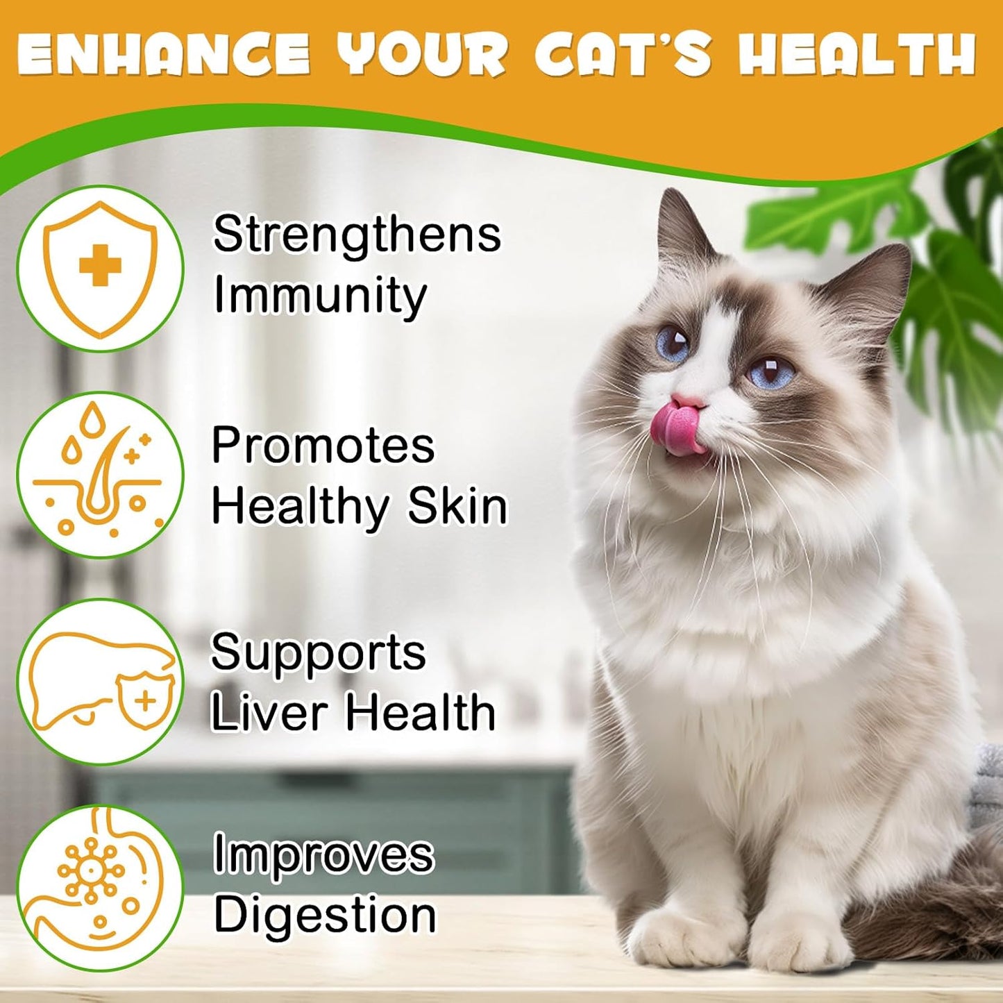 Chicken Flavored Cat Allergy Relief Drops - Immune System Booster for Seasonal Allergies & Digestive Health - 60ml