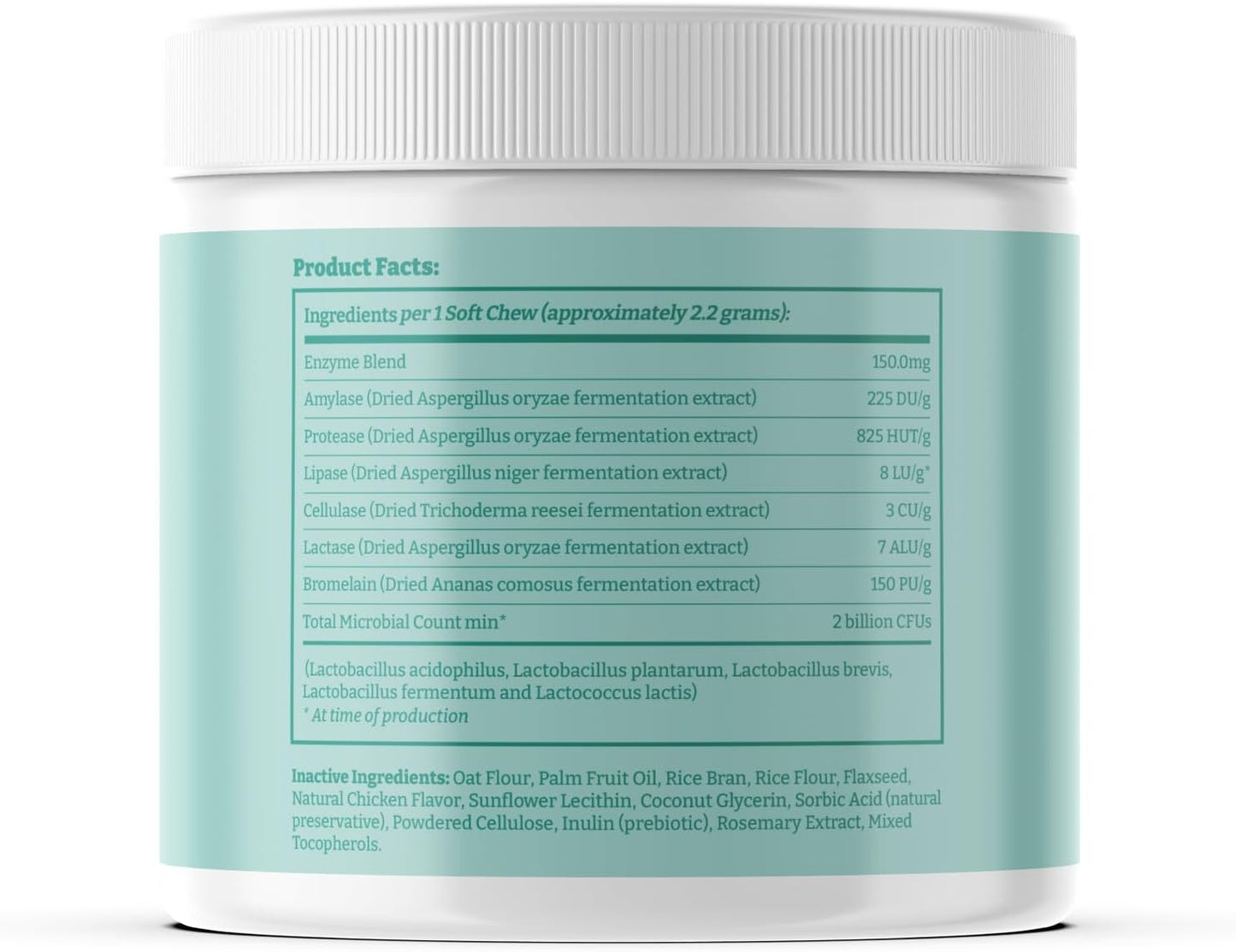 Chicken Flavored Dog Probiotics with Enzymes for Gut Health - 120 Soft Chews for Immune Support & Yeast Balance