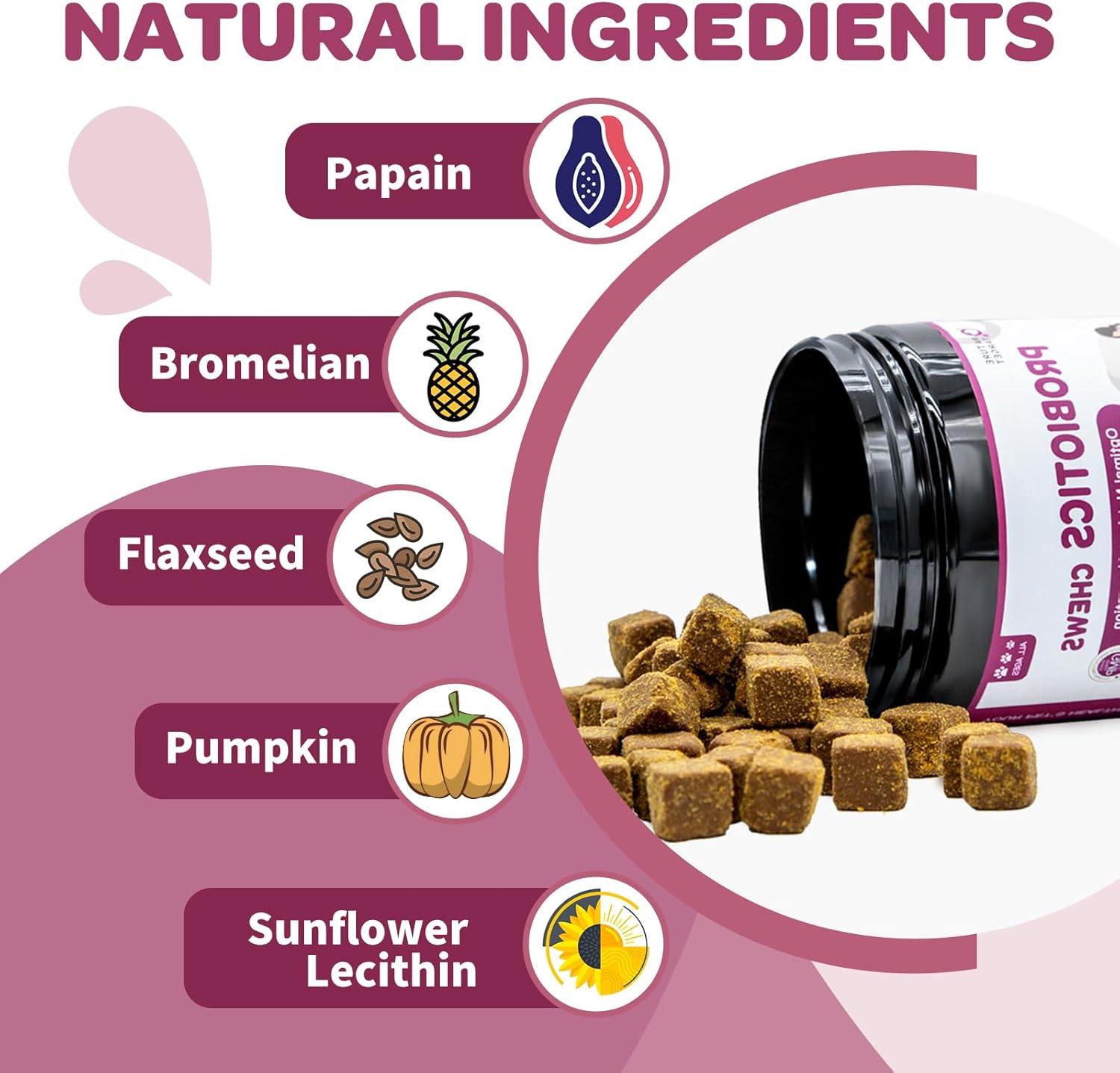 Chicken Flavored Probiotic Soft Chews with Digestive Enzymes, Fish Oil, and Vitamins for Dogs - Supports Digestive Health, Allergies, and Itchy Skin