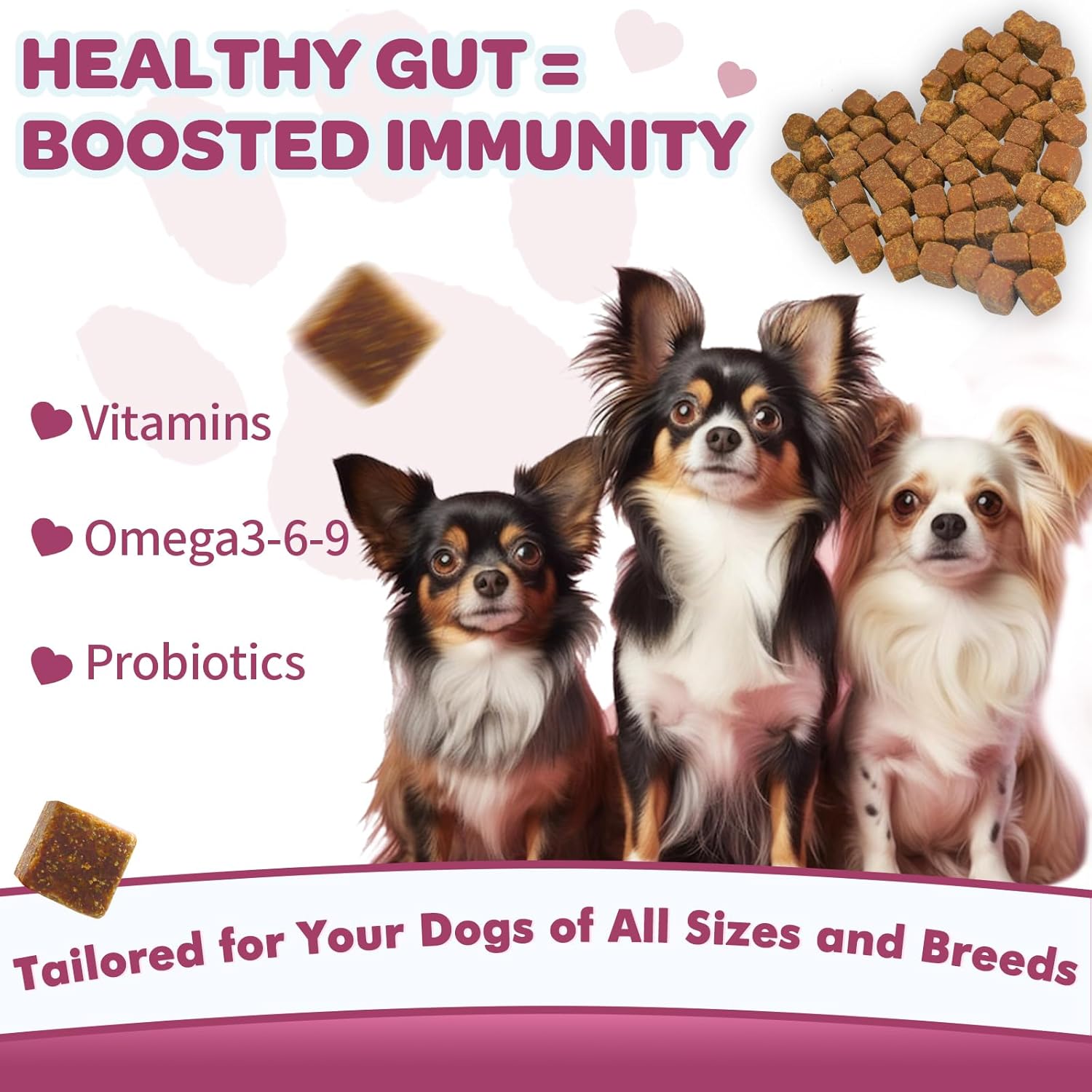 Chicken Flavored Probiotic Soft Chews with Digestive Enzymes, Fish Oil, and Vitamins for Dogs - Supports Digestive Health, Allergies, and Itchy Skin