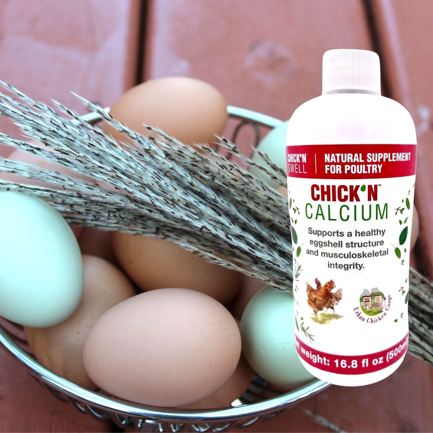 Chick’N Swell Premium Poultry Calcium Supplement for Bone Health and Egg Production - 16.8 oz - Suitable for All Poultry - Makes 80 Gallons