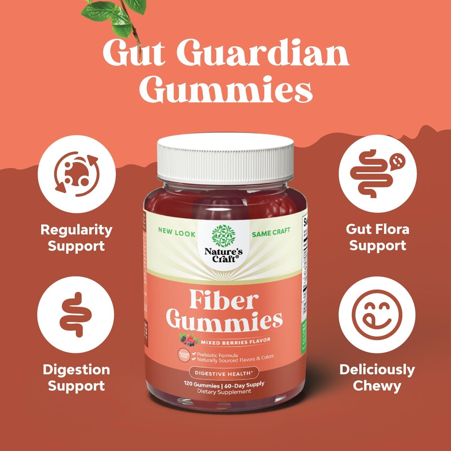 Chicory Root Fiber Gummies for Adults - Prebiotic Gut Health Support - Soluble Digestion Capsules - Sugar Free Vegan Supplement - 120 Count