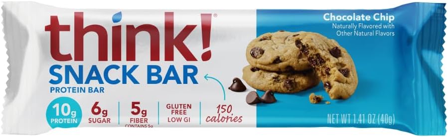 Chicory Root Fiber Protein Bars with Whey Isolate - Gluten Free, Chocolate Chip, No Artificial Sweeteners - 10 Count
