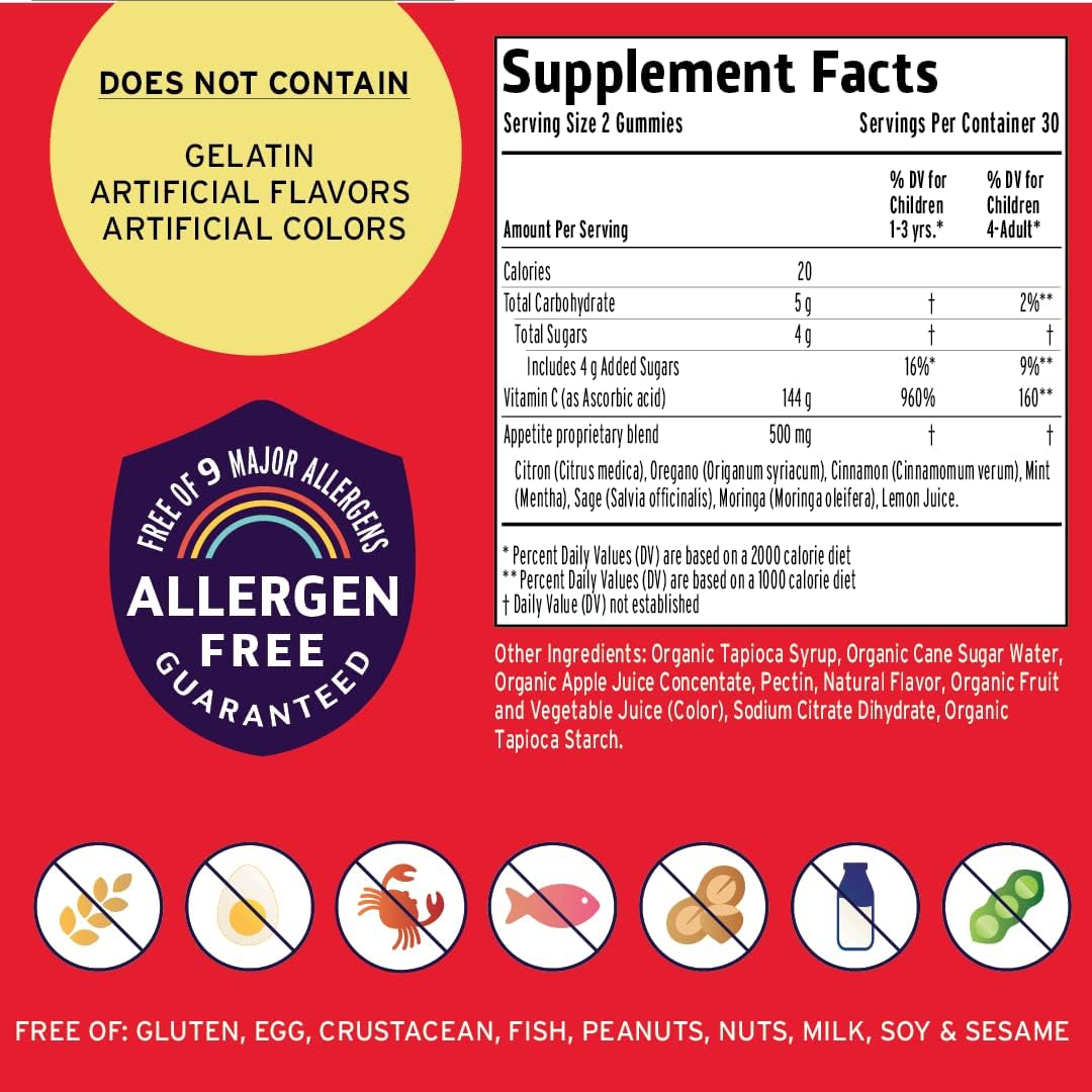 Children's Appetite Stimulant Gummies - Natural & Vegan Kids Vitamins - Orange Flavor (60 Gummies)