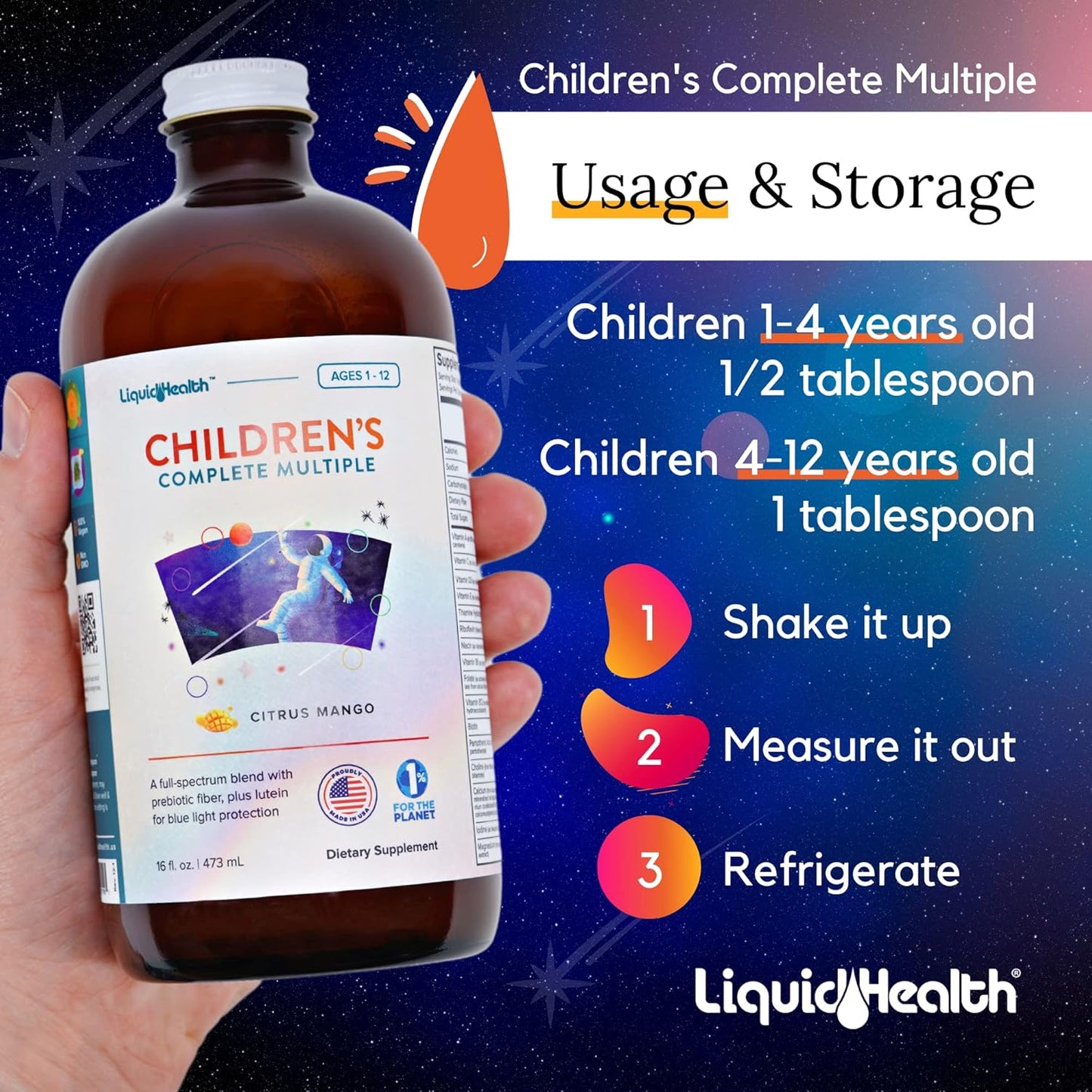 Children's Complete Multivitamin Bundle with Calcium, Magnesium, and Joint Support by LIQUIDHEALTH